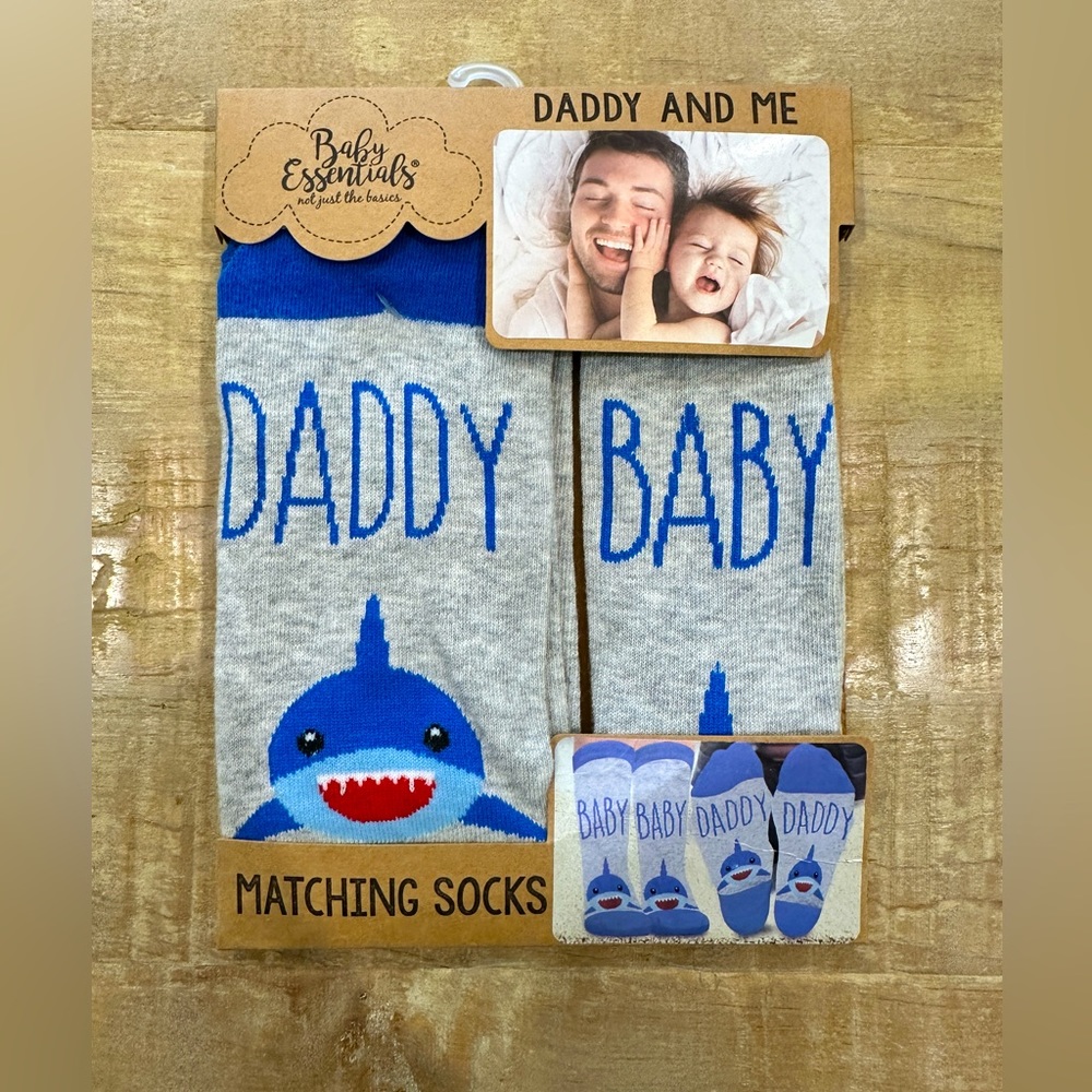Baby essentials daddy and me matching socks baby shark theme
